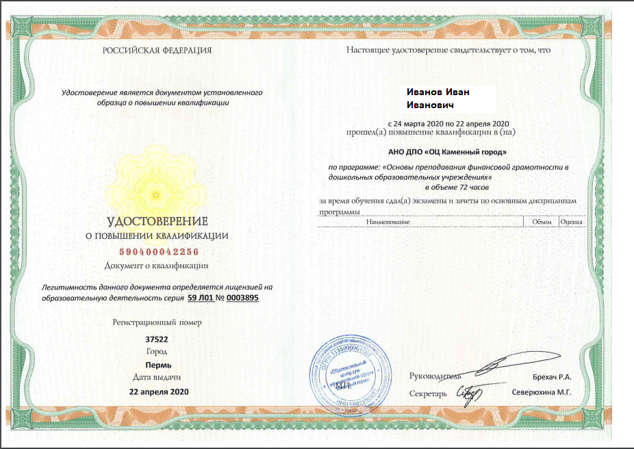 сертификат повышения квалификации