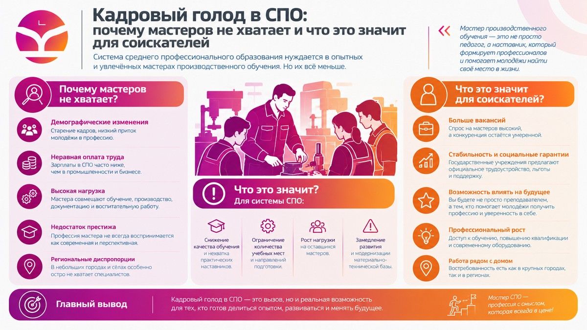 Кадровый голод в СПО: почему мастеров не хватает и что это значит для соискателей
